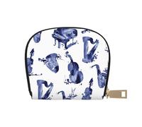 YWSOTRE Blues Saxofón Piano Violonchelo Bajo, Funda de Cuero de PU para Tarjetas, Tarjetero Elegante, Tarjetero Tipo Billetera