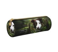YWSOTRE Border Collie Stone Sweet Brown Perros Mascotas, Estuche para lápices Estuche cilíndrico para lápices Estuche para lápices de Cuero portátil Estuche para cosméticos