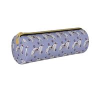 YWSOTRE Borzoi y Huellas de Patas, Estuche para lápices Estuche cilíndrico para lápices Estuche para lápices de Cuero portátil Estuche para cosméticos
