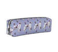 YWSOTRE Borzoi y Huellas de Patas, Estuche para lápices Estuche para lápices Estuche para lápices de Cuero portátil con Estuche para cosméticos con Cremallera