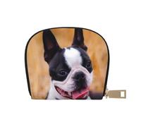 YWSOTRE Boston Terrier Bokeh Perros Mascotas Boston Terrier, Funda de Cuero de PU para Tarjetas, Tarjetero Elegante, Tarjetero Tipo Billetera