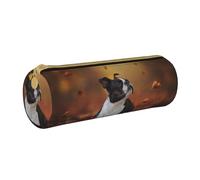 YWSOTRE Boston Terrier Otoño Bokeh Perros Perros En, Estuche para lápices Estuche cilíndrico para lápices Estuche para lápices de Cuero portátil Estuche para cosméticos