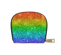 YWSOTRE Brillo Arcoiris Multicolor, Funda de Cuero de PU para Tarjetas, Tarjetero Elegante, Tarjetero Tipo Billetera