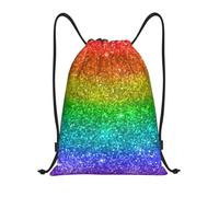 YWSOTRE Brillo arcoiris multicolor, Mochila con cordón, unisex, para deporte, gimnasio, informal, para el día a día, talla M