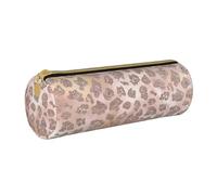 YWSOTRE Brillo de Tigre de Oro Rosa, Estuche para lápices Estuche cilíndrico para lápices Estuche para lápices de Cuero portátil Estuche para cosméticos