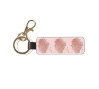 YWSOTRE Brillo dorado rosa con un rombo rojo parduzco,Llavero de cuero de PU, llavero, llavero, anillo, organizador, 1 pieza
