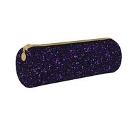 YWSOTRE Brillo Morado Amatista Oscuro, Estuche para lápices Estuche cilíndrico para lápices Estuche para lápices de Cuero portátil Estuche para cosméticos