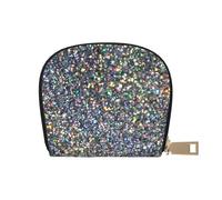 YWSOTRE Brillo Plateado Arco Iris Brillo, Funda de Cuero de PU para Tarjetas, Tarjetero Elegante, Tarjetero Tipo Billetera