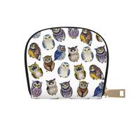 YWSOTRE Búhos Lindos Acuarela, Funda de Cuero de PU para Tarjetas, Tarjetero Elegante, Tarjetero Tipo Billetera