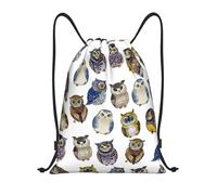 YWSOTRE Búhos lindos acuarela, Mochila con cordón, unisex, para deporte, gimnasio, informal, para el día a día, talla M