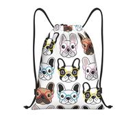 YWSOTRE Bulldog Francés Con Gafas, Mochila con cordón, unisex, para deporte, gimnasio, informal, para el día a día, talla M
