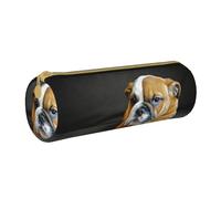 YWSOTRE Bulldog Inglés arrodillado, Estuche para lápices Estuche cilíndrico para lápices Estuche para lápices de Cuero portátil Estuche para cosméticos