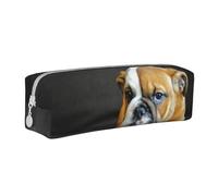 YWSOTRE Bulldog Inglés arrodillado, Estuche para lápices Estuche para lápices Estuche para lápices de Cuero portátil con Estuche para cosméticos con Cremallera