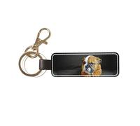 YWSOTRE Bulldog inglés arrodillado,Llavero de cuero de PU, llavero, llavero, anillo, organizador, 1 pieza
