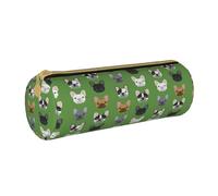 YWSOTRE Bulldogs Franceses Frenchie Lindo Perro Perros Perro Perro, Estuche para lápices Estuche cilíndrico para lápices Estuche para lápices de Cuero portátil Estuche para cosméticos