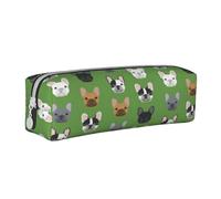 YWSOTRE Bulldogs Franceses Frenchie Lindo Perro Perros Perro Perro, Estuche para lápices Estuche para lápices Estuche para lápices de Cuero portátil con Estuche para cosméticos con Cremallera