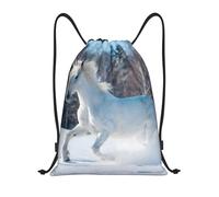 YWSOTRE Caballo blanco en invierno, Mochila con cordón, unisex, para deporte, gimnasio, informal, para el día a día, talla M