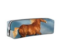 YWSOTRE Caballo Corriendo Rojo, Estuche para lápices Estuche para lápices Estuche para lápices de Cuero portátil con Estuche para cosméticos con Cremallera