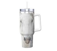 YWSOTRE Caballo de Camarga,Botella de agua de acero inoxidable con asa para bebidas frías y calientes de 40 oz.