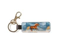 YWSOTRE Caballo rojo corriendo,Llavero de cuero de PU, llavero, llavero, anillo, organizador, 1 pieza