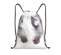 YWSOTRE Caballos blancos, Mochila con cordón, unisex, para deporte, gimnasio, informal, para el día a día, talla M