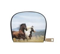 YWSOTRE Caballos Corriendo Arte, Funda de Cuero de PU para Tarjetas, Tarjetero Elegante, Tarjetero Tipo Billetera