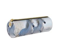 YWSOTRE Caballos moteados raros al Galope, Estuche para lápices Estuche cilíndrico para lápices Estuche para lápices de Cuero portátil Estuche para cosméticos