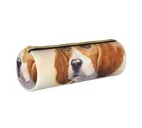 YWSOTRE Cabeza de Beagle Acuarela, Estuche para lápices Estuche cilíndrico para lápices Estuche para lápices de Cuero portátil Estuche para cosméticos