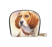 YWSOTRE Cabeza de Beagle Acuarela, Funda de Cuero de PU para Tarjetas, Tarjetero Elegante, Tarjetero Tipo Billetera
