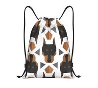 YWSOTRE Cabeza de Doberman de patrón poligonal, Mochila con cordón, unisex, para deporte, gimnasio, informal, para el día a día, talla M