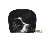 YWSOTRE Cachorro Border Collie, Funda de Cuero de PU para Tarjetas, Tarjetero Elegante, Tarjetero Tipo Billetera