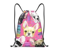 YWSOTRE Cachorro Bulldog Francés Acuarela, Mochila con cordón, unisex, para deporte, gimnasio, informal, para el día a día, talla M