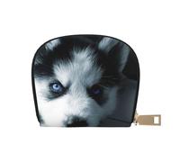 YWSOTRE Cachorro Husky, Funda de Cuero de PU para Tarjetas, Tarjetero Elegante, Tarjetero Tipo Billetera