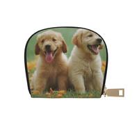 YWSOTRE Cachorros Labrador Retriever Amarillo, Funda de Cuero de PU para Tarjetas, Tarjetero Elegante, Tarjetero Tipo Billetera