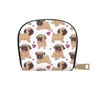 YWSOTRE Cachorros Pugs Divertidos Dibujos Animados, Funda de Cuero de PU para Tarjetas, Tarjetero Elegante, Tarjetero Tipo Billetera