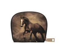 YWSOTRE Café Caballo Corriendo, Funda de Cuero de PU para Tarjetas, Tarjetero Elegante, Tarjetero Tipo Billetera