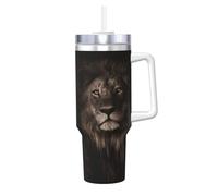 YWSOTRE Caída del león en 3D,Botella de agua de acero inoxidable con asa para bebidas frías y calientes de 40 oz.