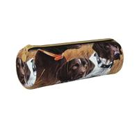 YWSOTRE Caída del Perro Braco alemán de Pelo Corto, Estuche para lápices Estuche cilíndrico para lápices Estuche para lápices de Cuero portátil Estuche para cosméticos