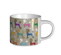 YWSOTRE Caniche colorido de dibujos animados divertidos,Taza de cerámica de gran capacidad, taza de té, taza de café 450 ml