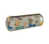 YWSOTRE Caniche Colorido Divertidos Dibujos Animados, Estuche para lápices Estuche cilíndrico para lápices Estuche para lápices de Cuero portátil Estuche para cosméticos