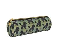 YWSOTRE Caniche Negro sobre Pasteles, Estuche para lápices Estuche cilíndrico para lápices Estuche para lápices de Cuero portátil Estuche para cosméticos