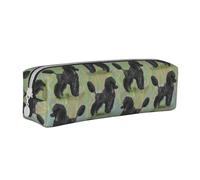 YWSOTRE Caniche Negro sobre Pasteles, Estuche para lápices Estuche para lápices Estuche para lápices de Cuero portátil con Estuche para cosméticos con Cremallera