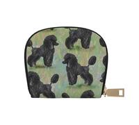 YWSOTRE Caniche Negro sobre Pasteles, Funda de Cuero de PU para Tarjetas, Tarjetero Elegante, Tarjetero Tipo Billetera