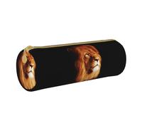 YWSOTRE Cara de león Enojado, Estuche para lápices Estuche cilíndrico para lápices Estuche para lápices de Cuero portátil Estuche para cosméticos