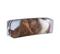 YWSOTRE Cara del Cavalier King Charles Spaniel, Estuche para lápices Estuche para lápices Estuche para lápices de Cuero portátil con Estuche para cosméticos con Cremallera