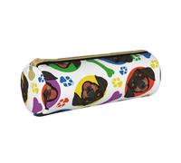 YWSOTRE Cara juguetona de Perro Salchicha, Estuche para lápices Estuche cilíndrico para lápices Estuche para lápices de Cuero portátil Estuche para cosméticos