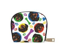 YWSOTRE Cara juguetona de Perro Salchicha, Funda de Cuero de PU para Tarjetas, Tarjetero Elegante, Tarjetero Tipo Billetera