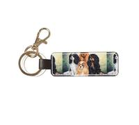 YWSOTRE Cavalier King Charles Spaniel dorado negro,Llavero de cuero de PU, llavero, llavero, anillo, organizador, 1 pieza
