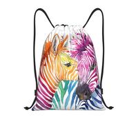 YWSOTRE cebra arcoiris, Mochila con cordón, unisex, para deporte, gimnasio, informal, para el día a día, talla M