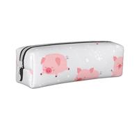 YWSOTRE Cerditos Lindos alegres, Estuche para lápices Estuche para lápices Estuche para lápices de Cuero portátil con Estuche para cosméticos con Cremallera